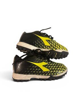 Diadora Kids Soccer Cleats Turf Shoes Black Yellow Patterned Size 9C